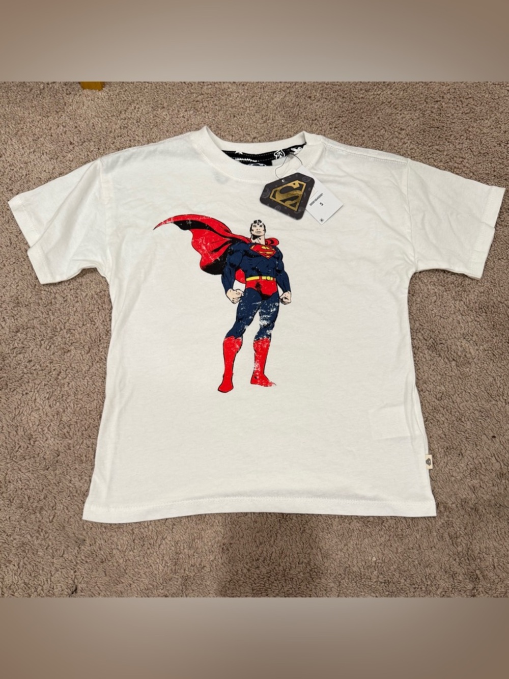 DC Comics White Kids T-Shirt with Superman Graphic